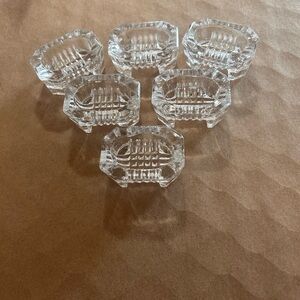 EAPG Set of 6 Antique Crystal Glass Salt Cellars Open Salt Dish Footed Cut Glass